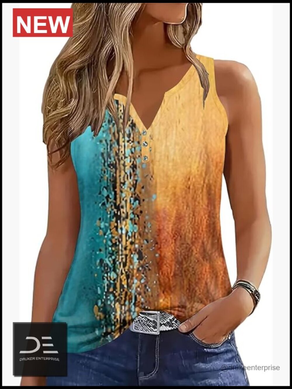 Women's V-Neck Sleeveless Tank Top Button Down Casual Summer Shirt